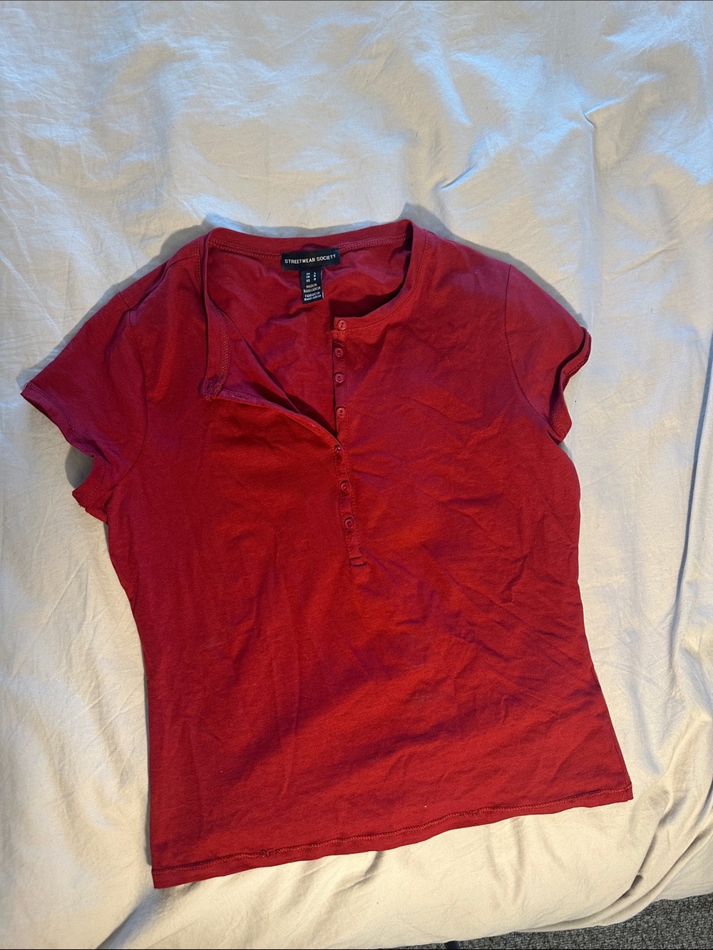 Streetwear Society Red Short-Sleeve Henley Top
